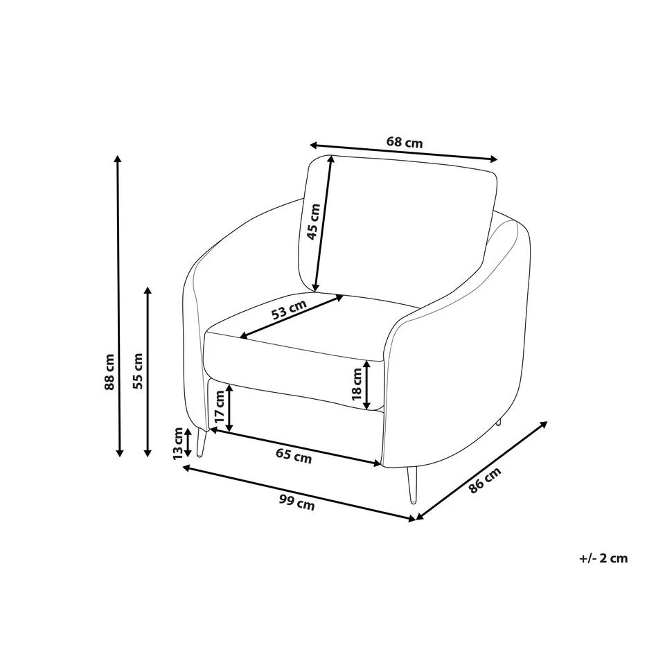 Beliani Fauteuil TROSA - Grijs Polyester - Afbeelding 3