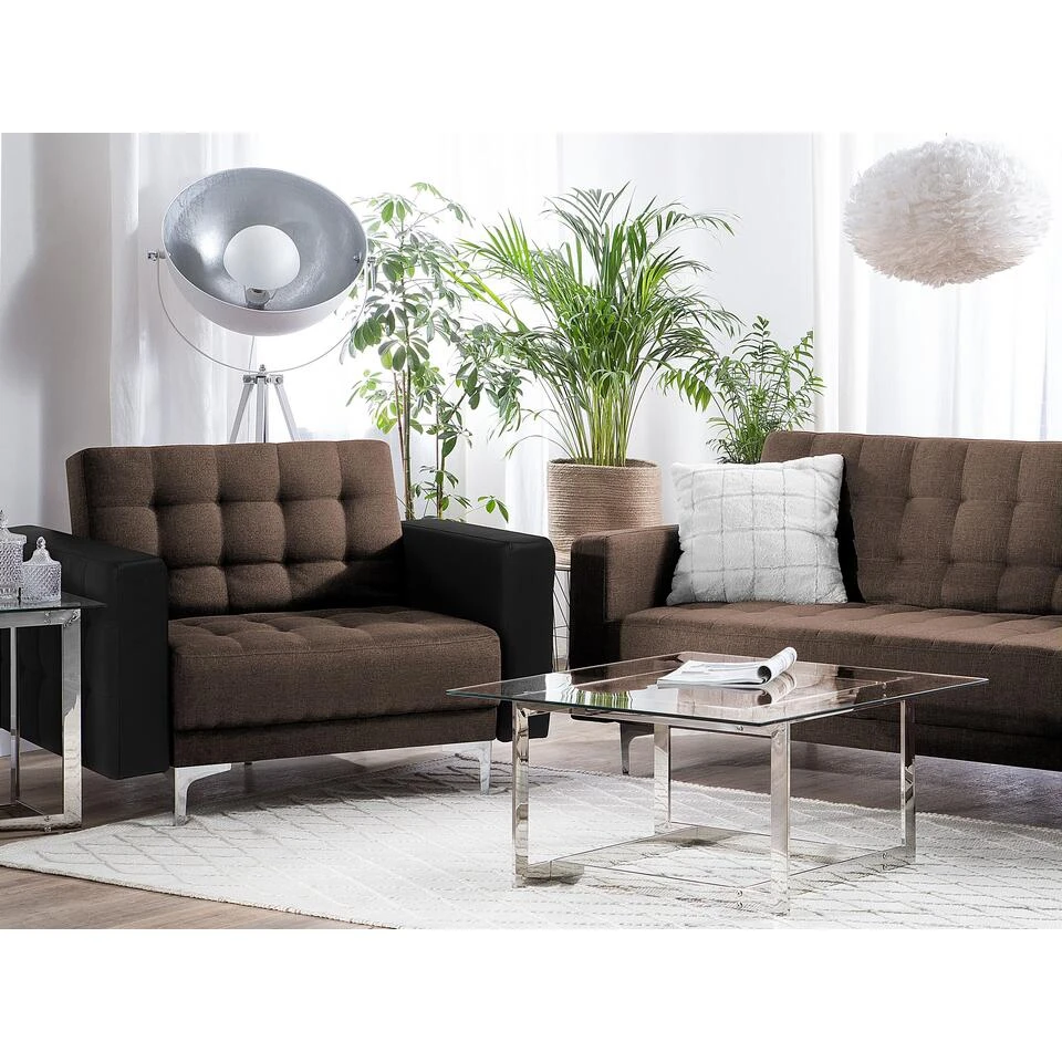 Beliani Fauteuil ABERDEEN - Bruin Polyester - Afbeelding 2