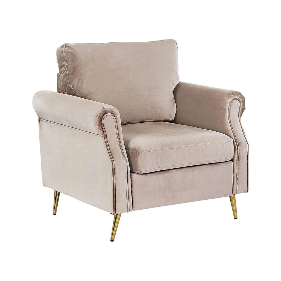 Beliani Fauteuil VIETAS - Beige Fluweel