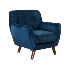 Beliani Fauteuil BODO - Blauw Fluweel
