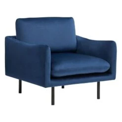 Beliani Fauteuil VINTERBRO - Blauw Fluweel