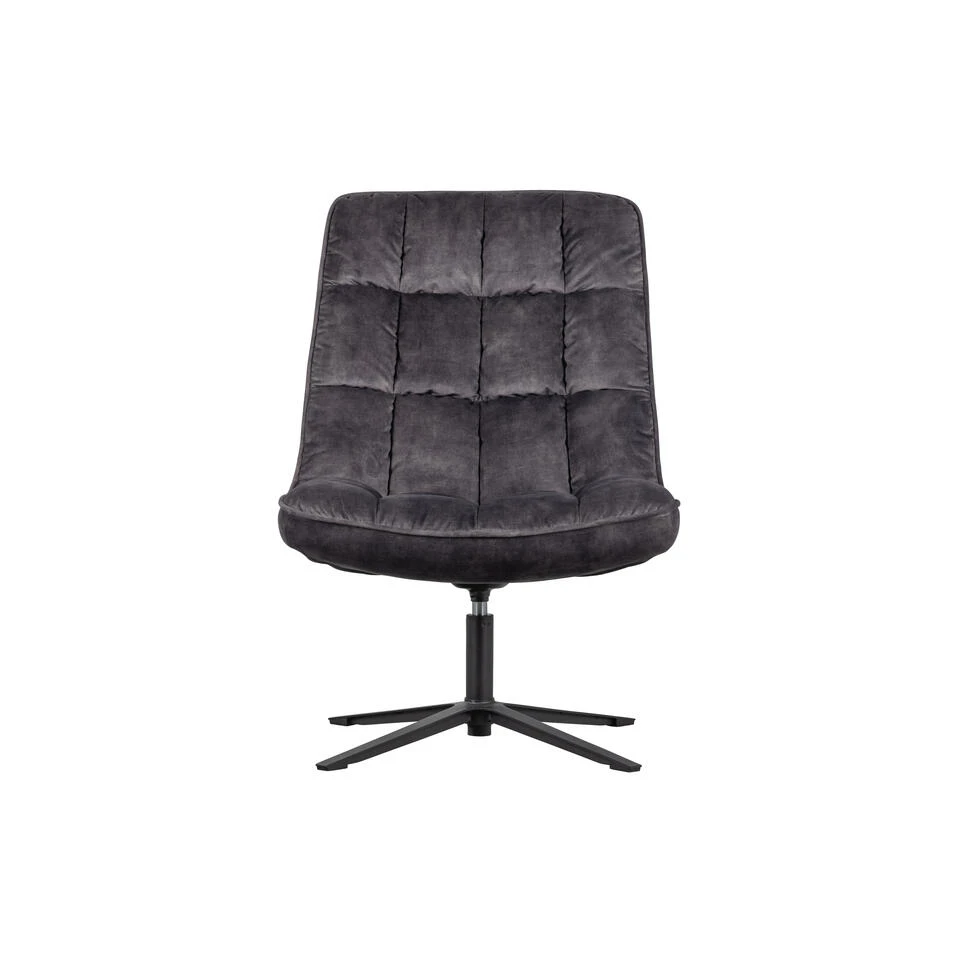 WOOOD Job Draaifauteuil - Velvet - Antraciet - 101x70x85 - Afbeelding 4
