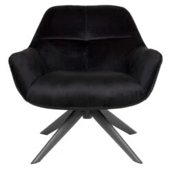 Giga Meubel Velvet Fauteuil Zwart - 78x75x78cm - Metaal - Shannon