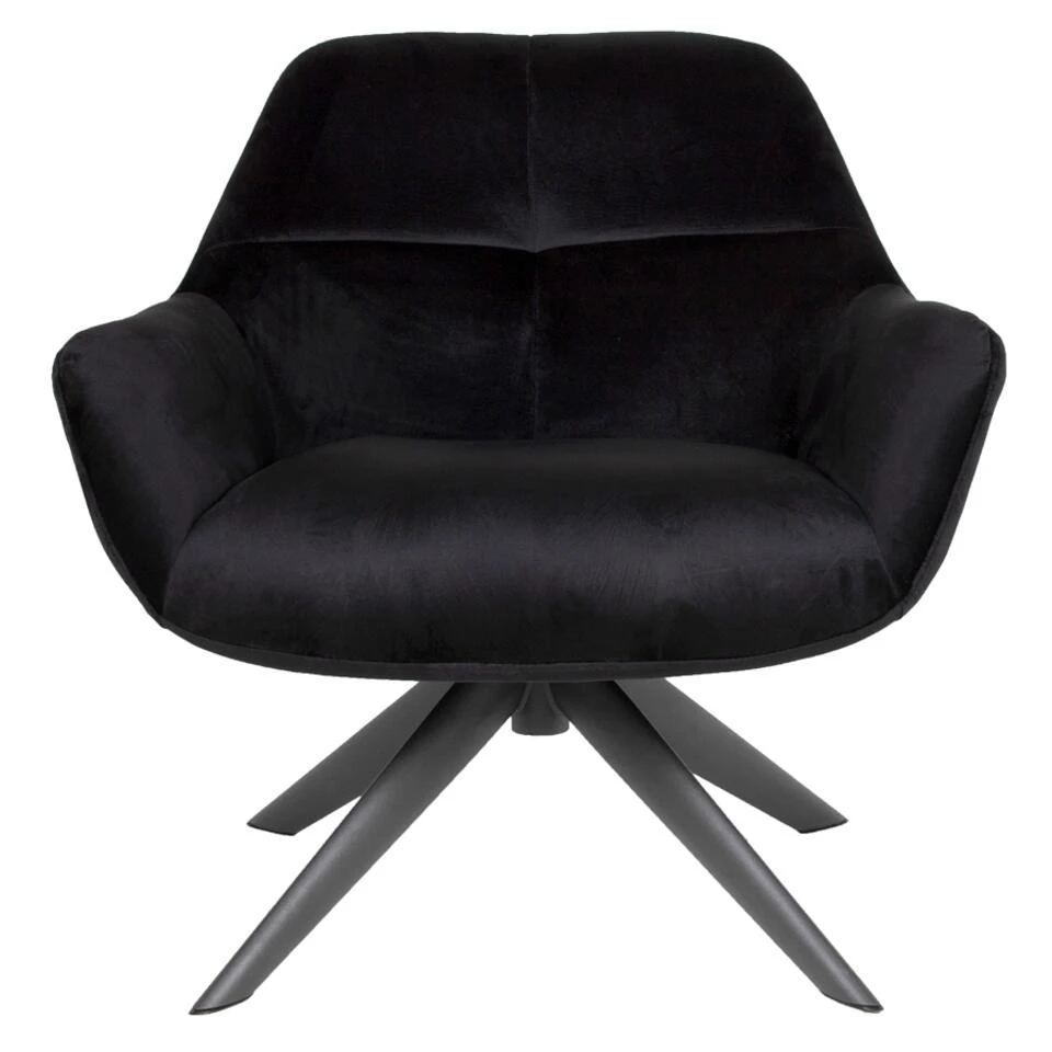 Giga Meubel Velvet Fauteuil Zwart - 78x75x78cm - Metaal - Shannon