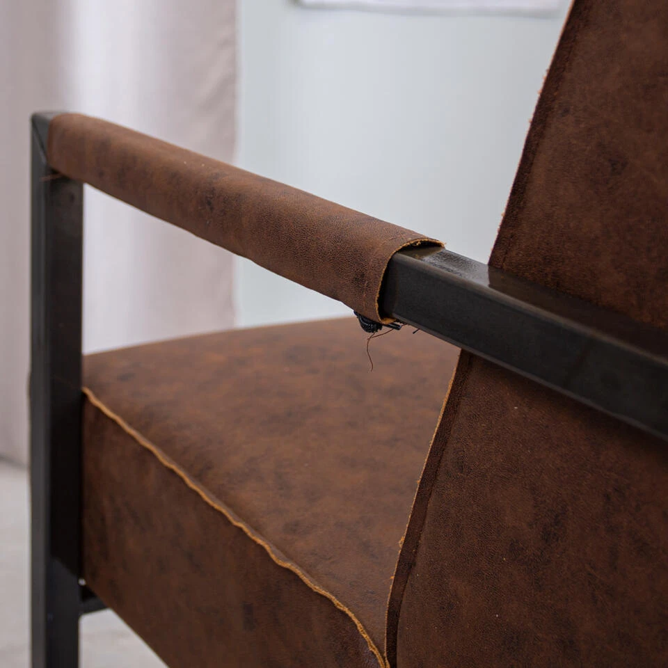 Industriële Leren Fauteuil Bruin Tiger - Leder - Bruin - Afbeelding 4