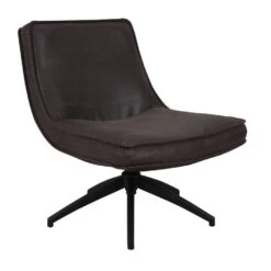 Industriële Draaibare Fauteuil Antraciet Tommy Eco Leer - Leder - Grijs