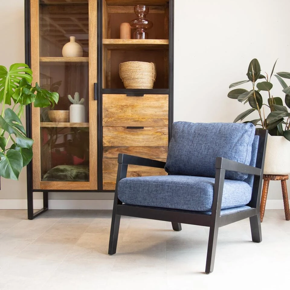 Industriële Fauteuil Morris Stof Blauw - Stof - Blauw - Afbeelding 2