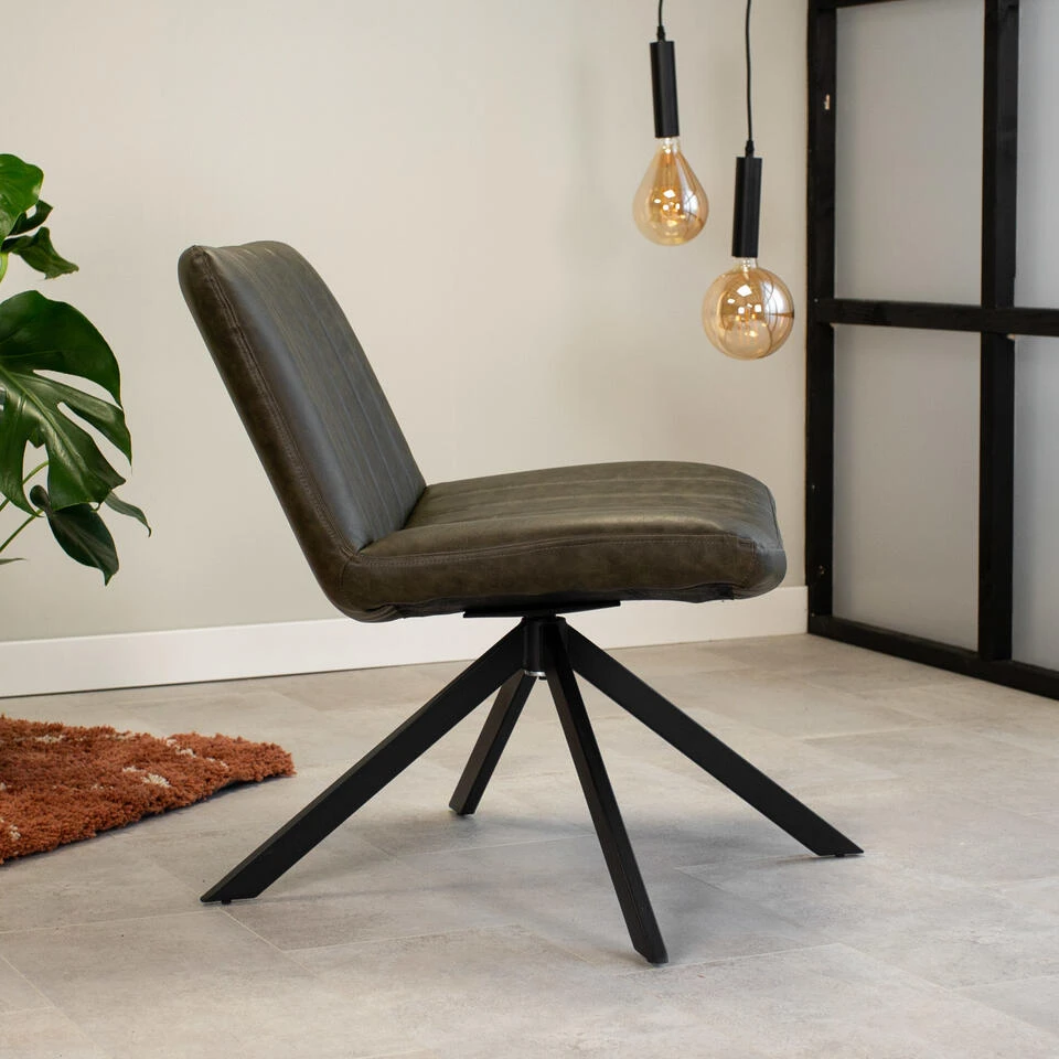 Draaibare Fauteuil Industrieel Leon Groen - Kunstleder - Groen - Afbeelding 2