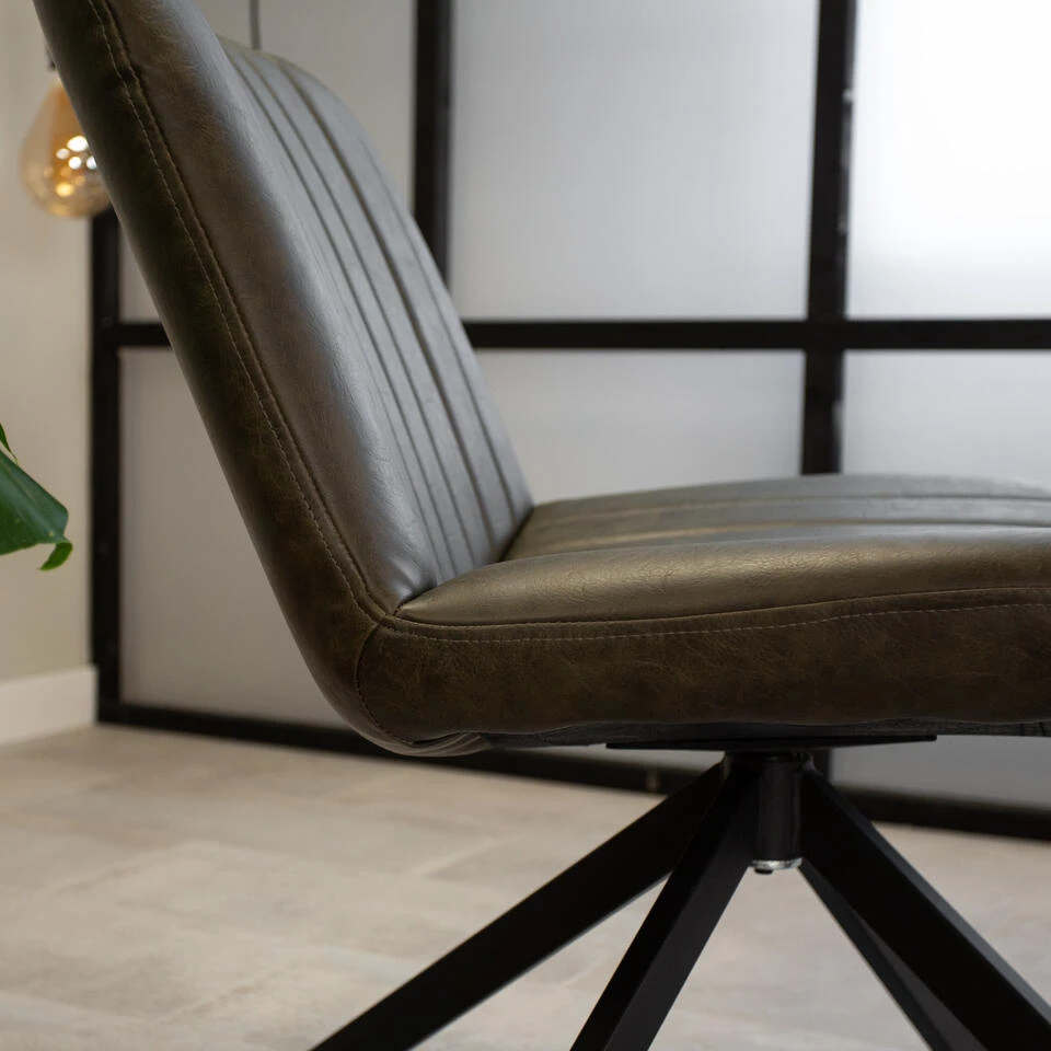 Draaibare Fauteuil Industrieel Leon Groen - Kunstleder - Groen - Afbeelding 4