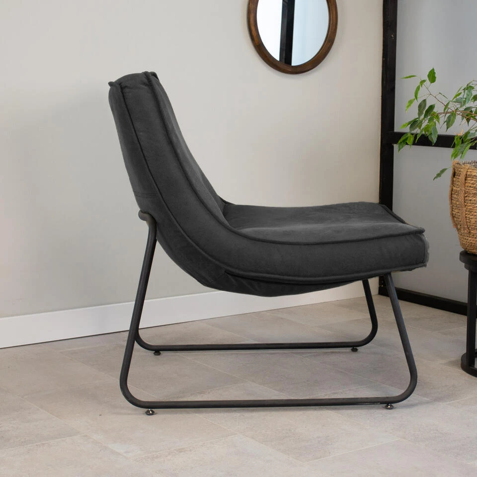 Industriële Fauteuil Antraciet Lowen Eco Leer - Leder - Grijs - Afbeelding 2