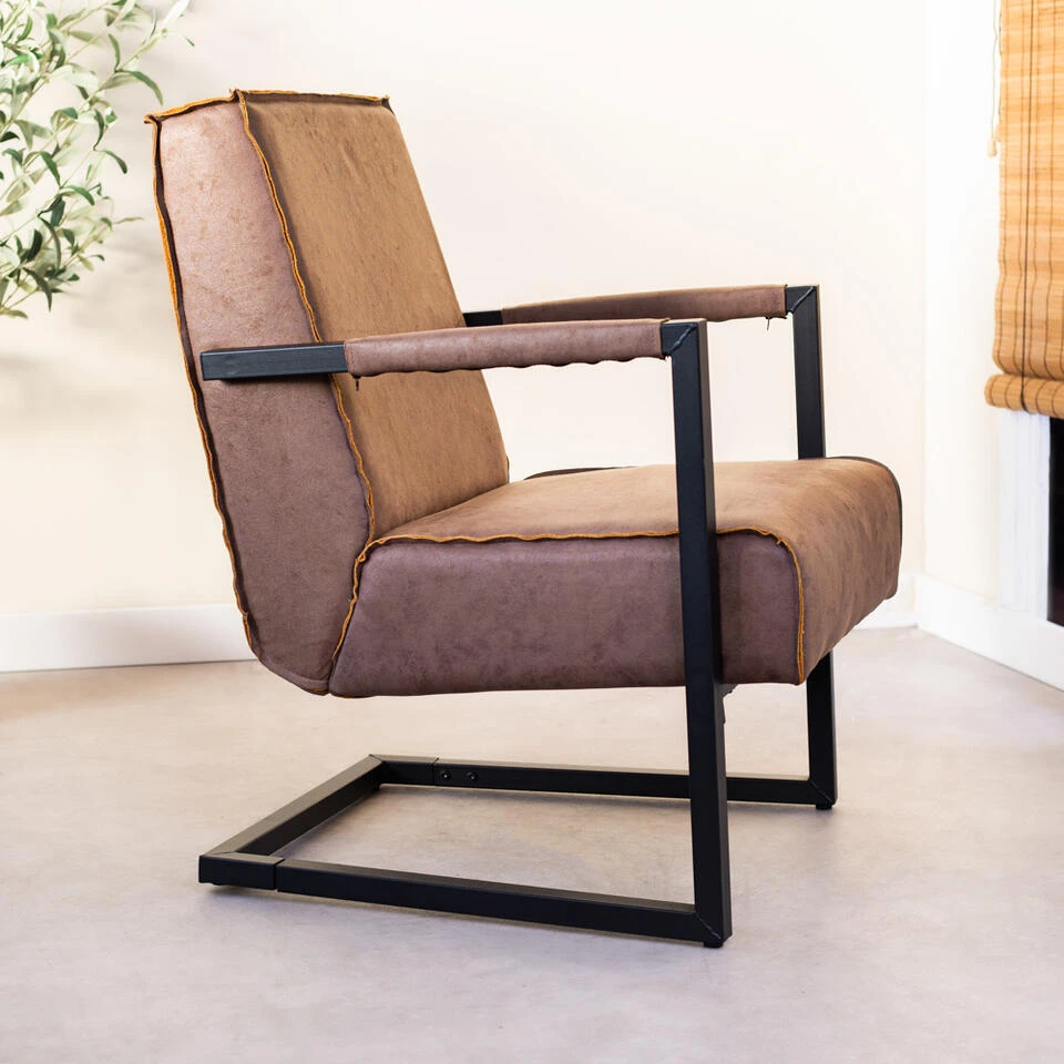 Industriële Leren Fauteuil Taupe Tiger - Leder - Taupe - Afbeelding 2