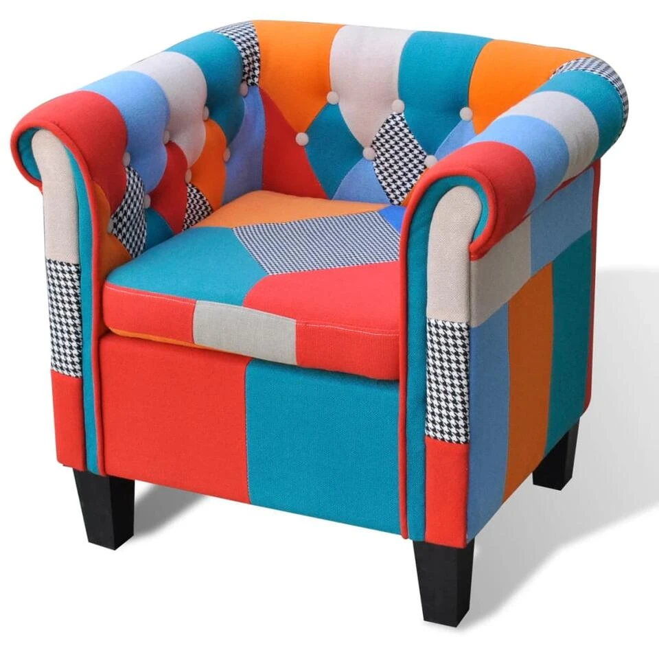 VidaXL Fauteuil Met Patchwork Stof Meerkleurig