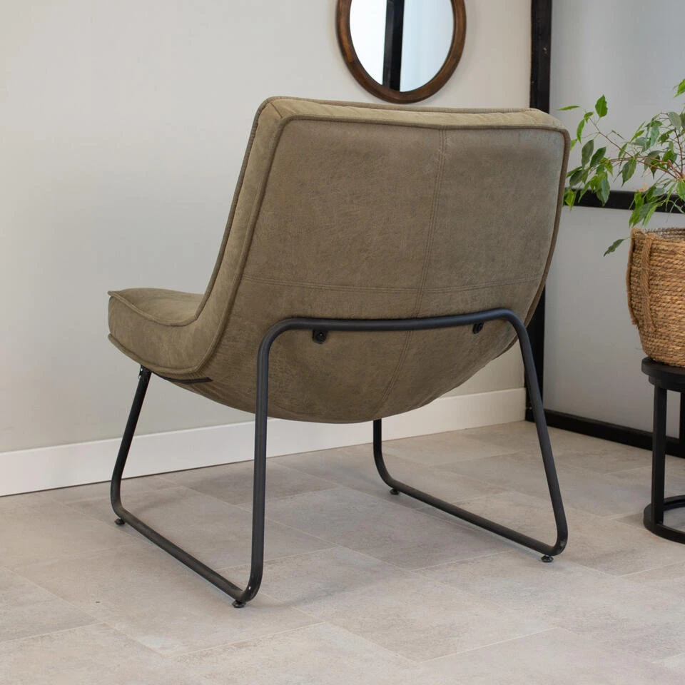 Industriële Fauteuil Groen Lowen Eco Leer - Leder - Groen - Afbeelding 2