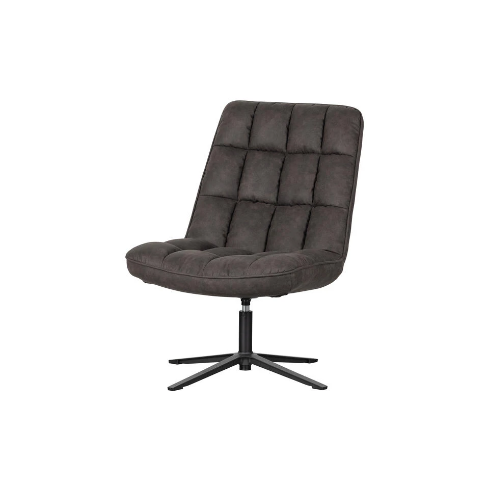 WOOOD Dirkje Draaifauteuil - Leerlook - Zwart - 101x70x85 - Afbeelding 4
