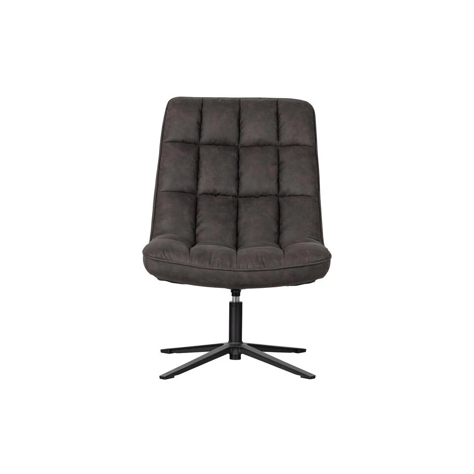 WOOOD Dirkje Draaifauteuil - Leerlook - Zwart - 101x70x85