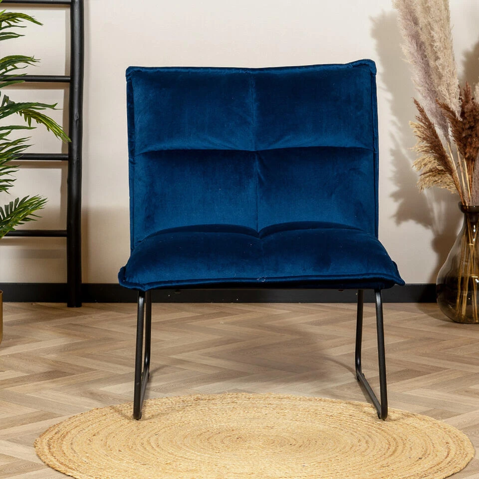 Velvet Fauteuil Maud Donkerblauw - Stof - Blauw - Afbeelding 2