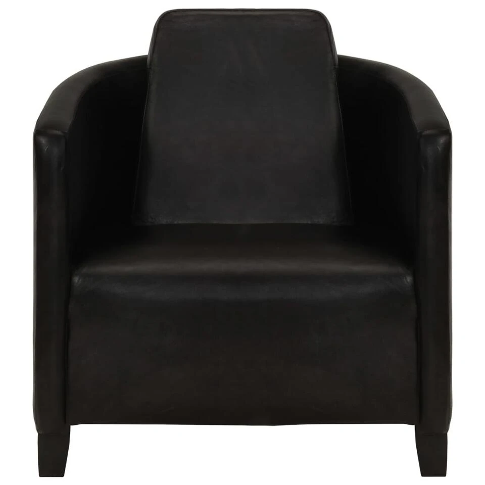 VidaXL Fauteuil Echt Leer Zwart - Afbeelding 2