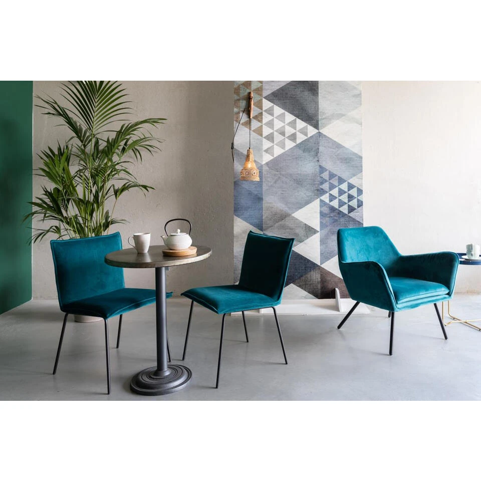 Giga Meubel Fauteuil Velvet Blauw - Zithoogte 42cm - Stoel Bon - Afbeelding 2