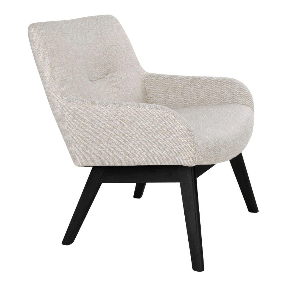Giga Meubel Loungestoel Stof Zand/Zwart - Zithoogte 40cm - Afbeelding 3