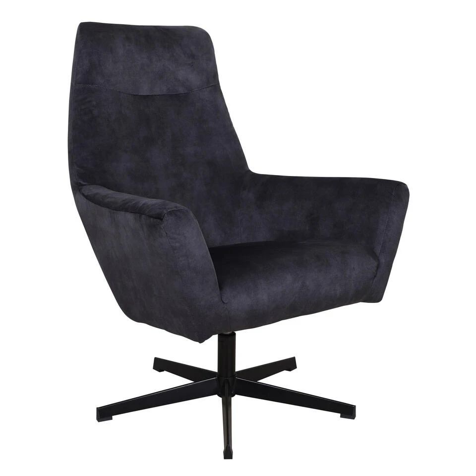 Fauteuil Draaibaar Casper Velvet Antraciet - Stof - Grijs - Afbeelding 4