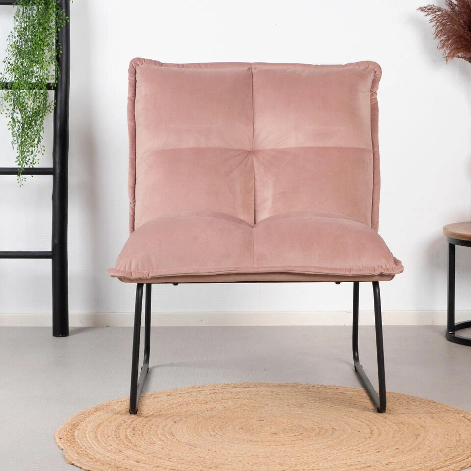 Velvet Fauteuil Maud Roze - Stof - Roze - Afbeelding 2