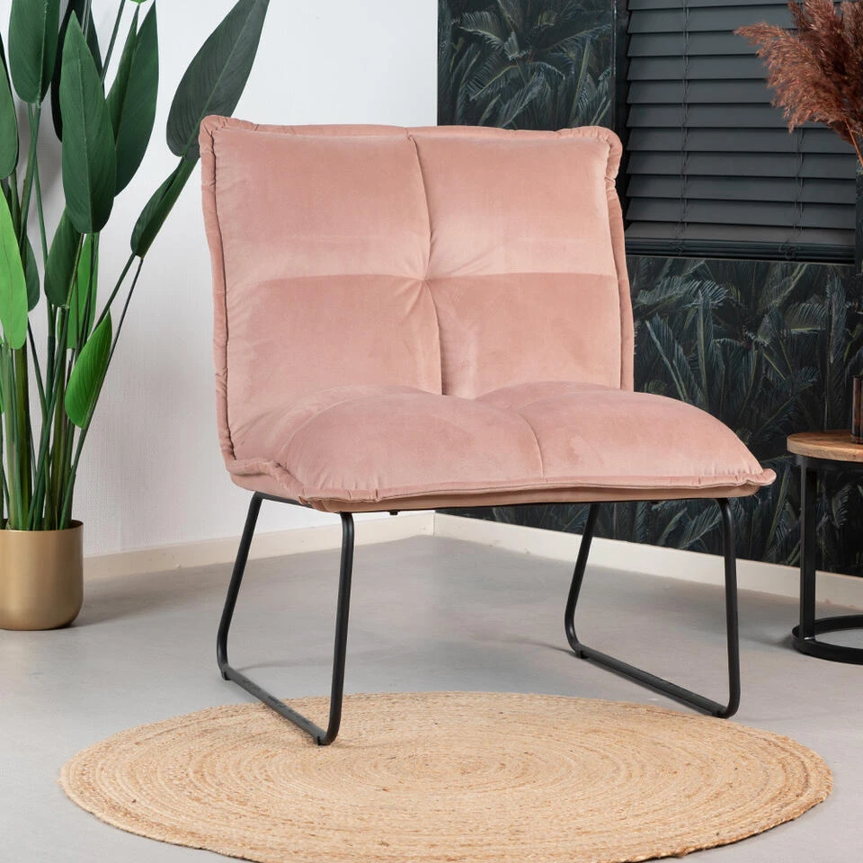 Velvet Fauteuil Maud Roze - Stof - Roze - Afbeelding 4