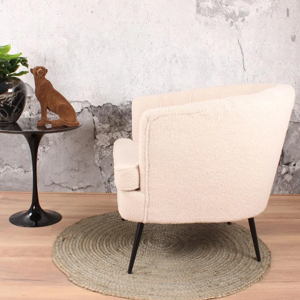 DS4U® Norah Fauteuil Teddy - Stof - Wit - Afbeelding 4