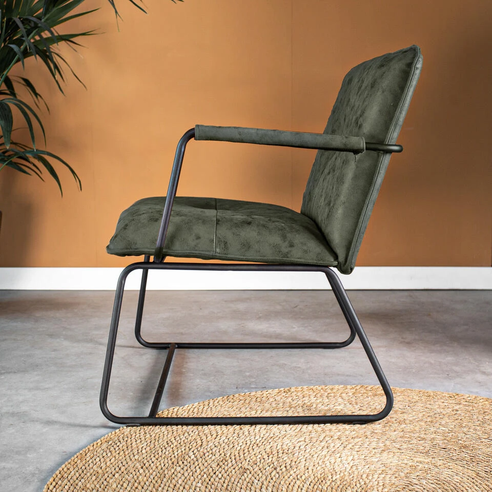 Industriële Fauteuil Hailey Groen Ecoleder - Leder - Groen - Afbeelding 2