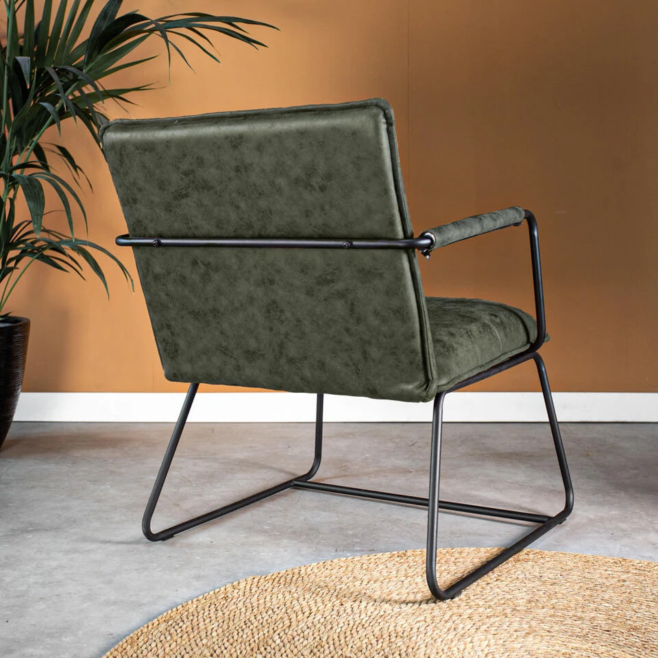 Industriële Fauteuil Hailey Groen Ecoleder - Leder - Groen - Afbeelding 3