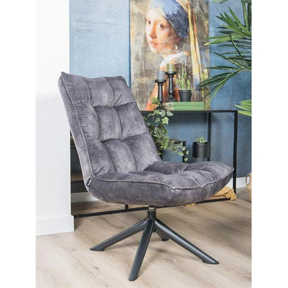 Decor 88 Adaline Velvet Fauteuil Donkergrijs - 70x65-105 Cm - Afbeelding 2