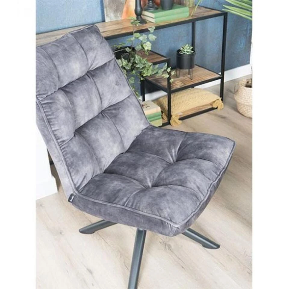 Decor 88 Adaline Velvet Fauteuil Donkergrijs - 70x65-105 Cm - Afbeelding 3