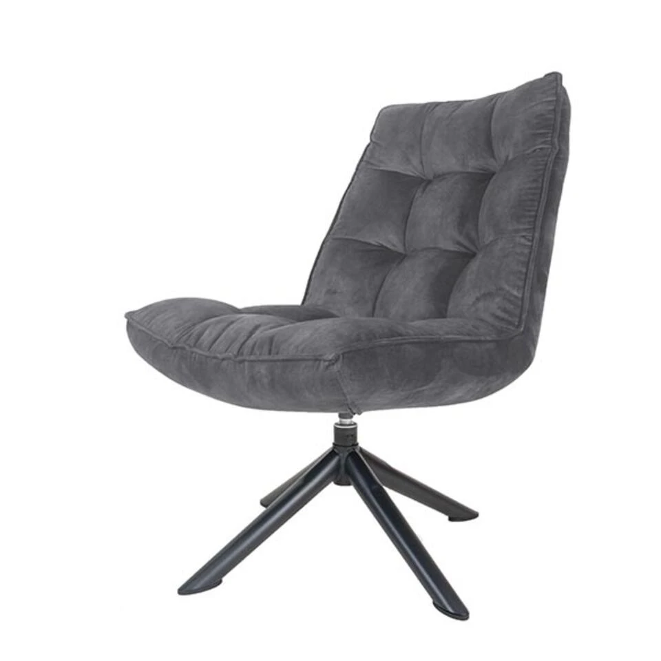 Decor 88 Adaline Velvet Fauteuil Donkergrijs - 70x65-105 Cm