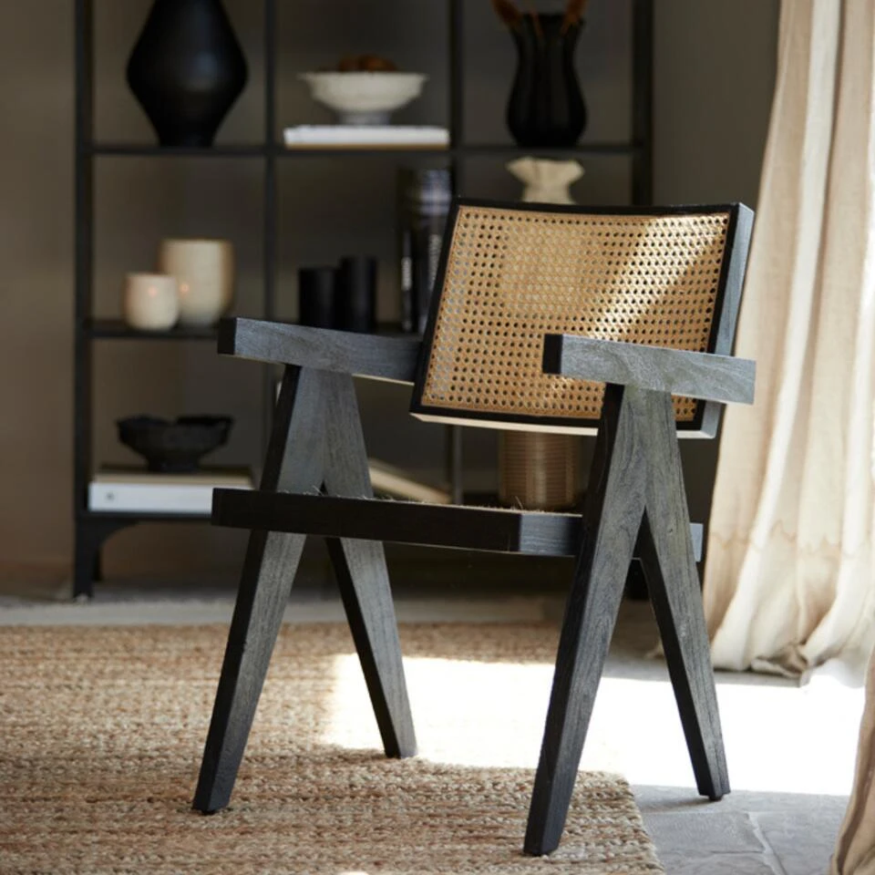 Morazan Stoel Zwart/naturel - Hout - Zwart - Afbeelding 3