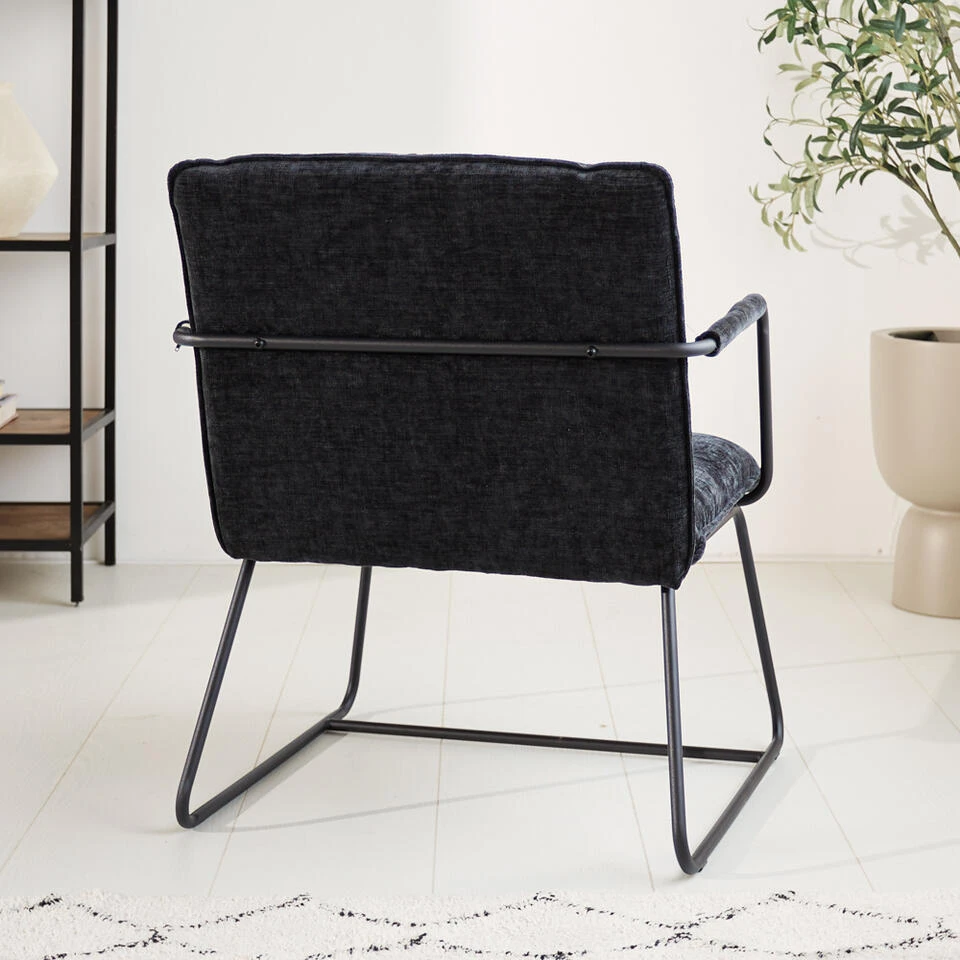 Fauteuil Hailey Zwart Chenille - Stof - Zwart - Afbeelding 3