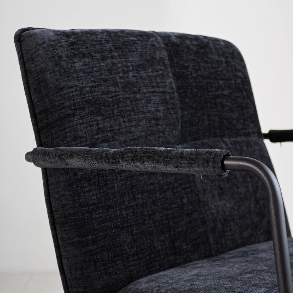 Fauteuil Hailey Zwart Chenille - Stof - Zwart - Afbeelding 4