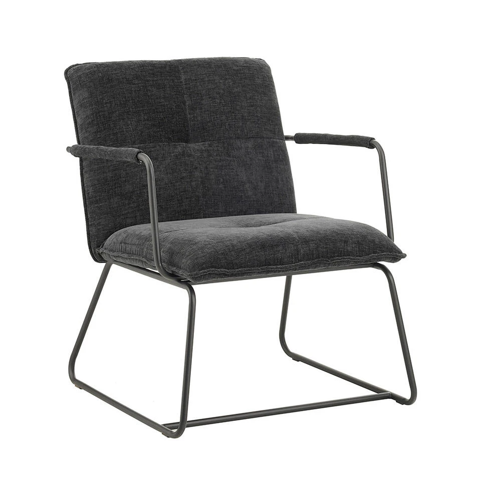 Fauteuil Hailey Zwart Chenille - Stof - Zwart