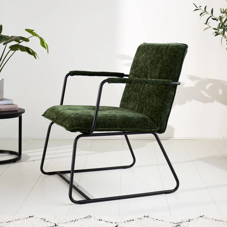 Fauteuil Hailey Donkergroen Chenille - Stof - Groen - Afbeelding 2
