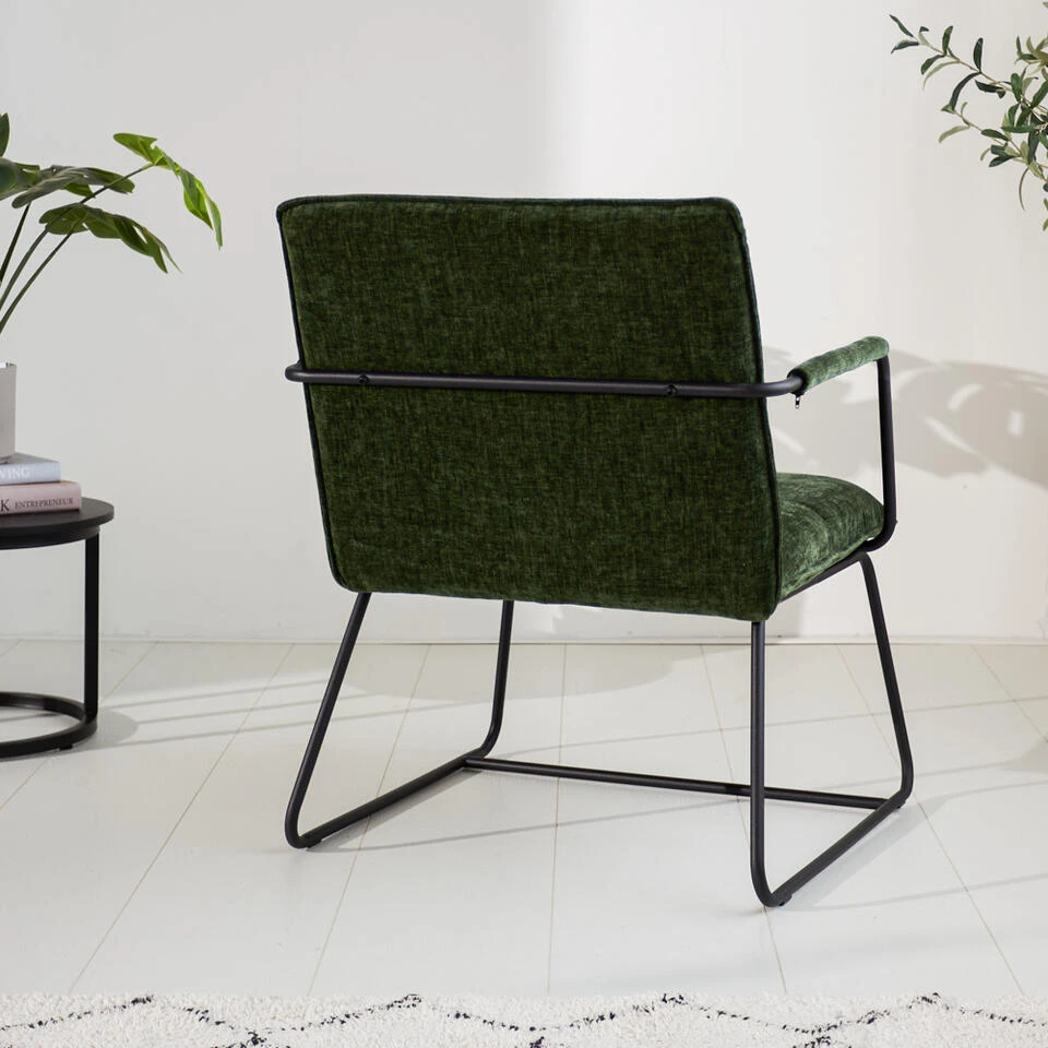 Fauteuil Hailey Donkergroen Chenille - Stof - Groen - Afbeelding 3