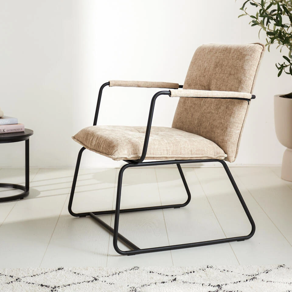 Fauteuil Hailey Beige Chenille - Stof - Beige - Afbeelding 2