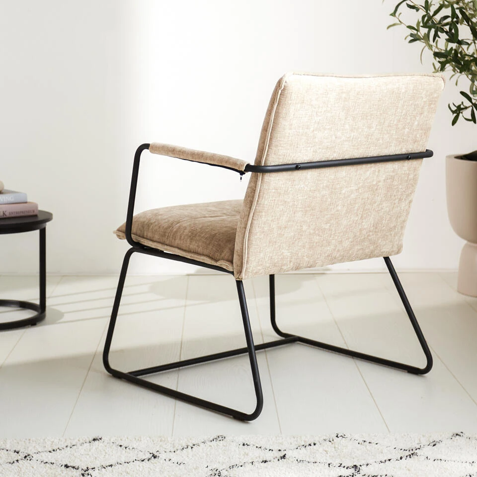 Fauteuil Hailey Beige Chenille - Stof - Beige - Afbeelding 3