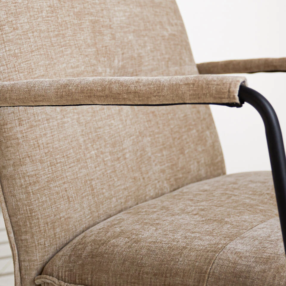 Fauteuil Hailey Beige Chenille - Stof - Beige - Afbeelding 4