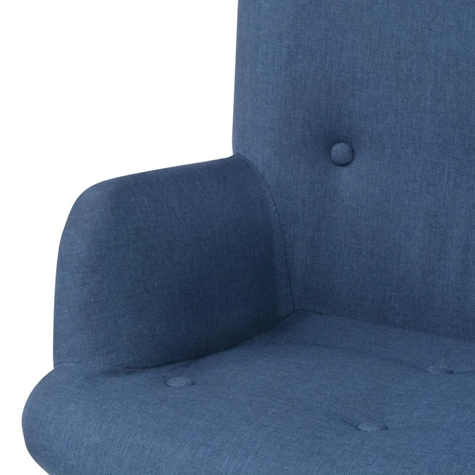 VidaXL Fauteuil Met Voetenbankje Stof Blauw - Afbeelding 4