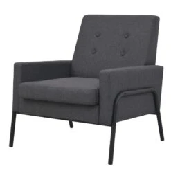 VidaXL Fauteuil Staal En Stof Donkergrijs