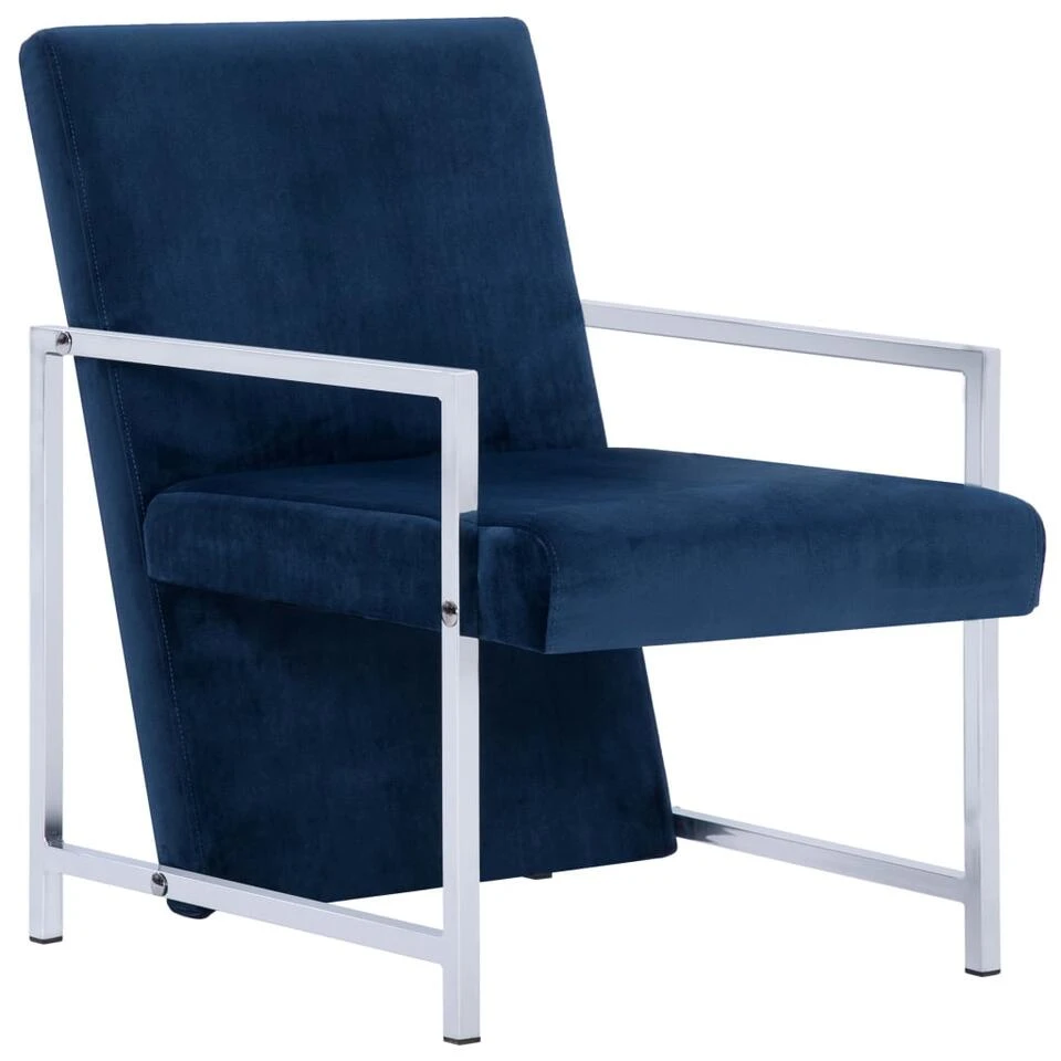 VidaXL Fauteuil Met Chromen Poten Fluweel Blauw