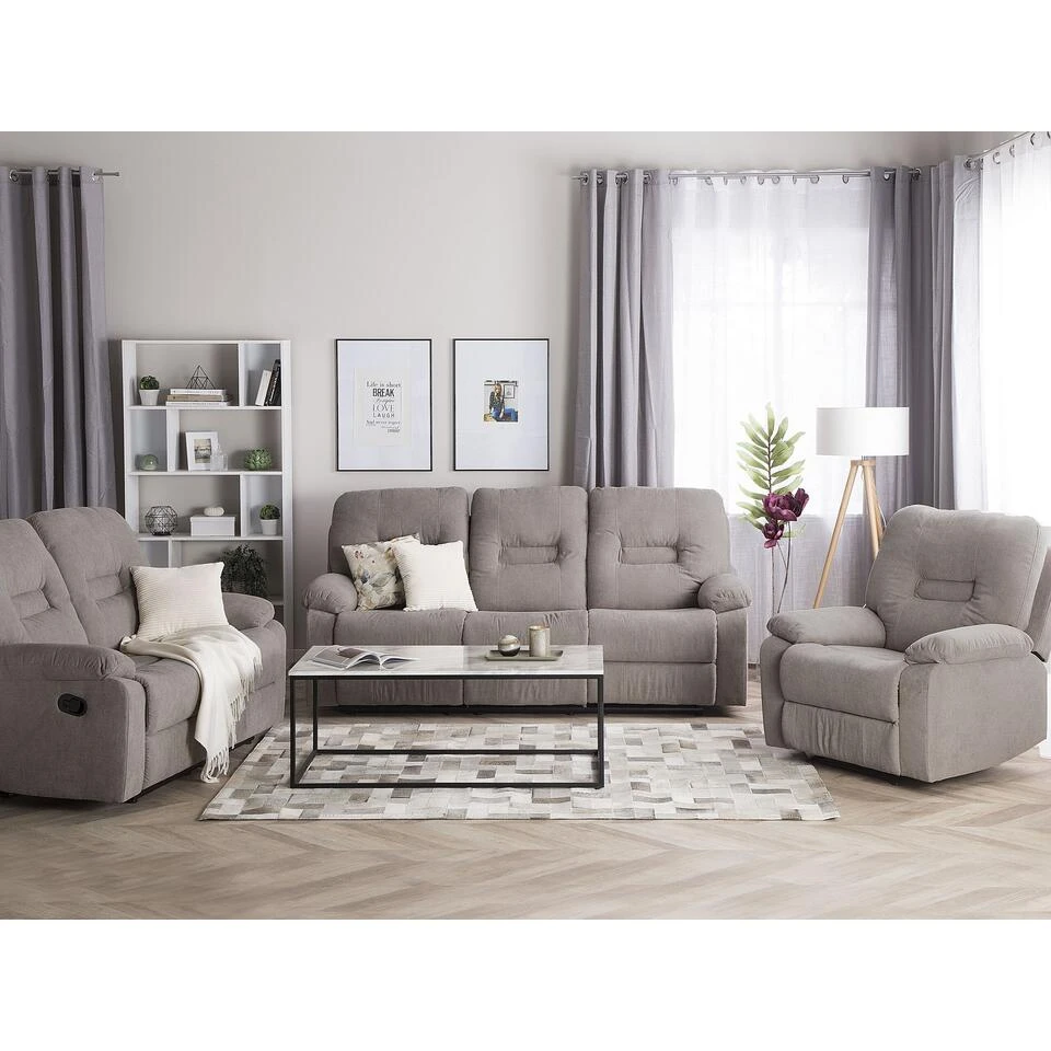 Beliani Fauteuil BERGEN - Beige Polyester - Afbeelding 4