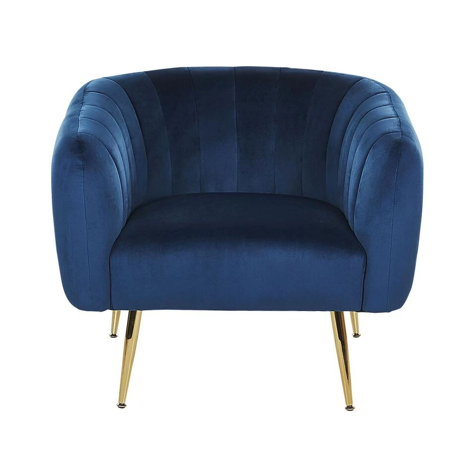 Beliani Fauteuil LACONIA - Blauw Fluweel - Afbeelding 4
