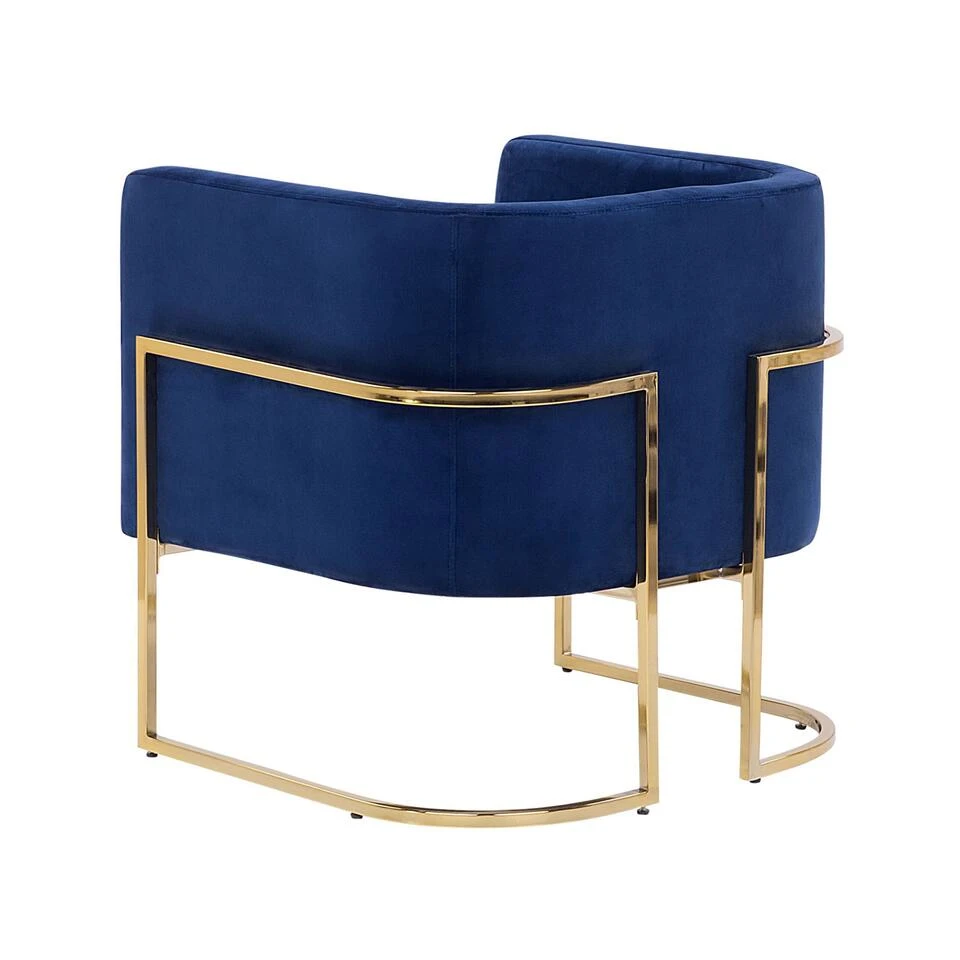 Beliani Fauteuil SIRKKA - Blauw Fluweel - Afbeelding 4