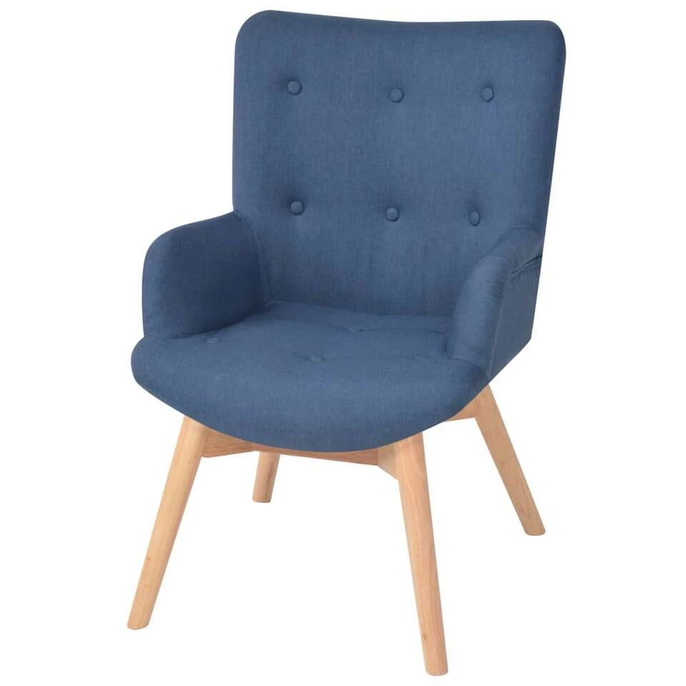 VidaXL Fauteuil Met Voetenbankje Stof Blauw - Afbeelding 2