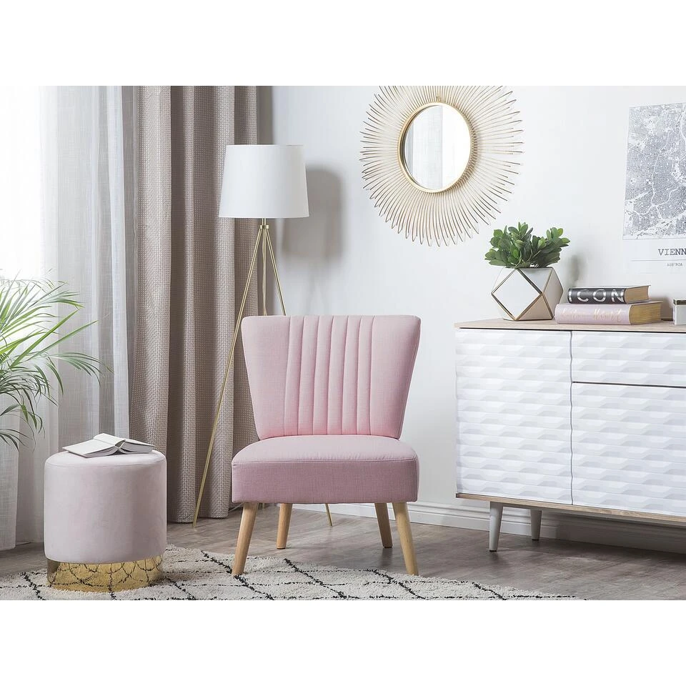 Beliani Fauteuil VAASA - Roze Polyester - Afbeelding 2