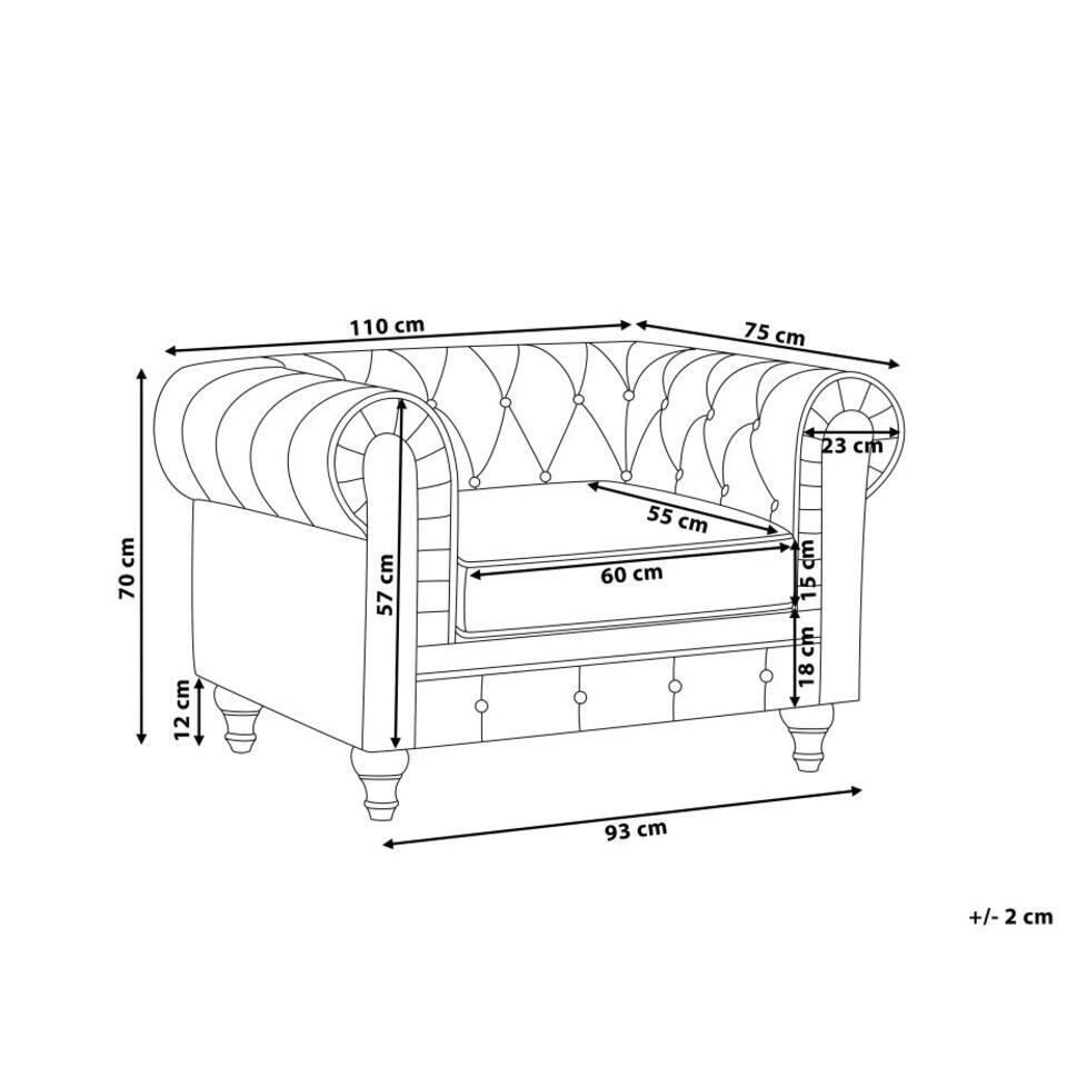 Beliani Fauteuil CHESTERFIELD - Paars Fluweel - Afbeelding 3